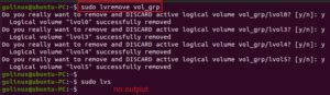 lvremove logical volume in use